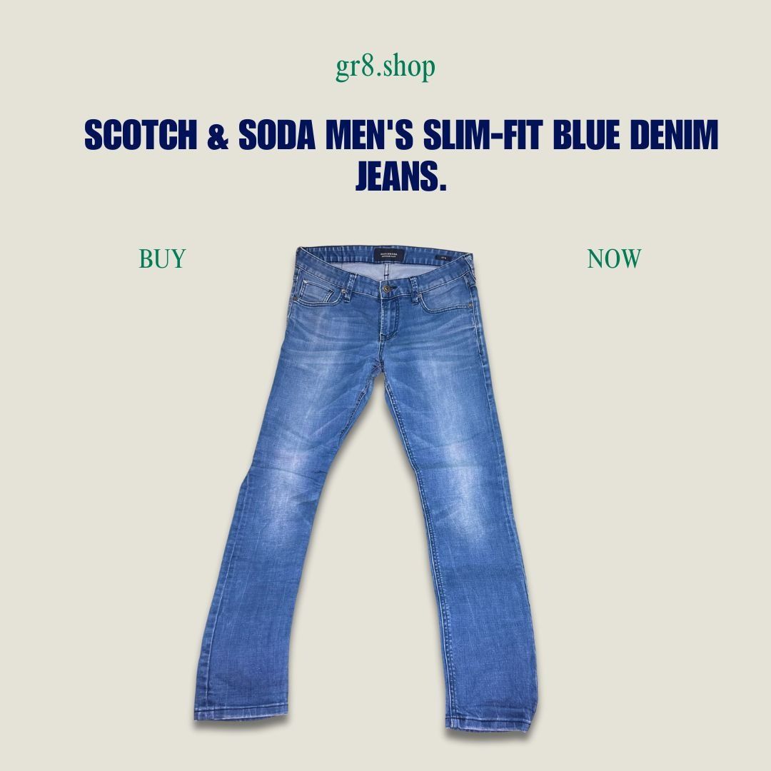 Scotch & Soda Scotch & Soda Mens Slim-Fit Blue Denim Jeans W30/L32 Cotton Size US 30 / EU 46 - 1 Thumbnail