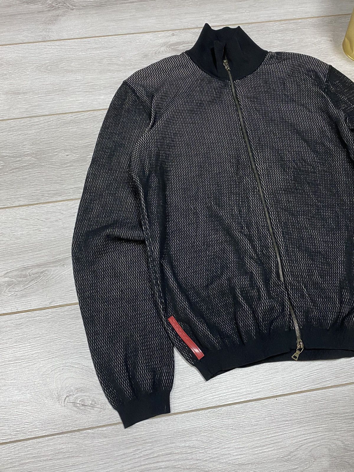 Prada Prada red tab RARE mesh vintage zip bomber sweater Size US L / EU 52-54 / 3 - 3 Thumbnail