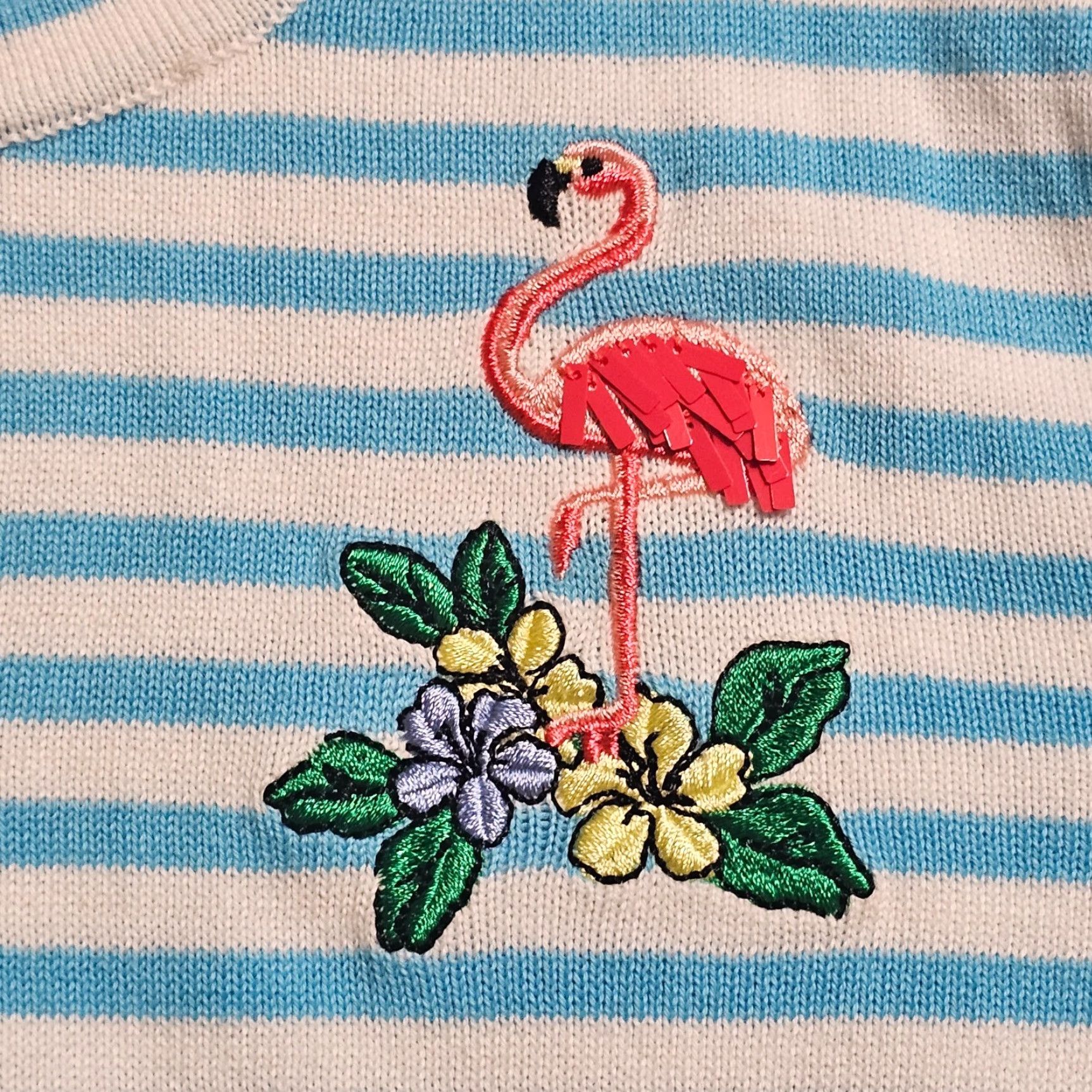 Talbots Talbots Cardigan Top Womens Large Petite Blue Stripe Flamingo Casual Cardigan Size L / US 10 / IT 46 - 5 Thumbnail