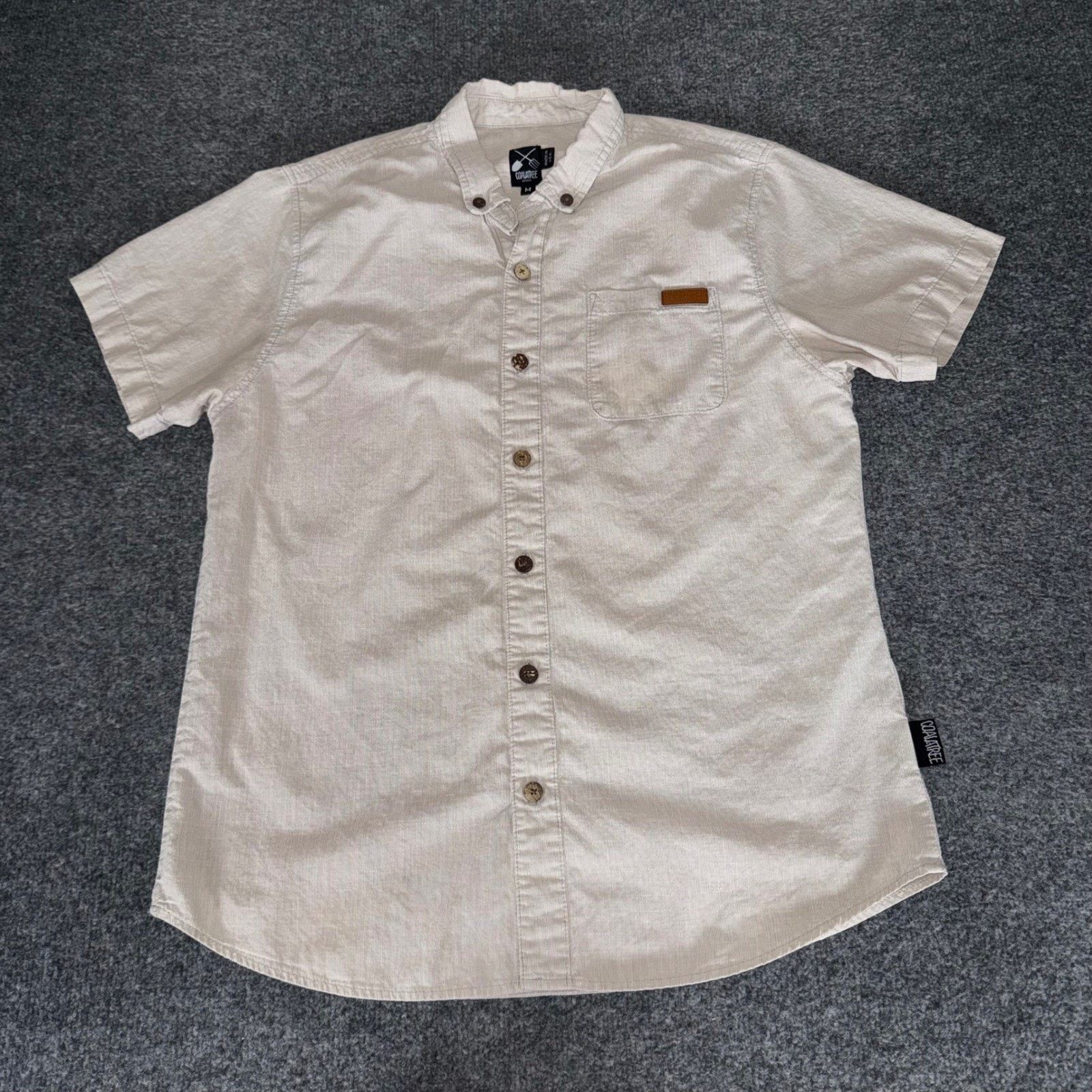 Other Coalatree Organics Shirt Mens M Beige Short Sleeve Button Up Size US M / EU 48-50 / 2 - 1 Thumbnail