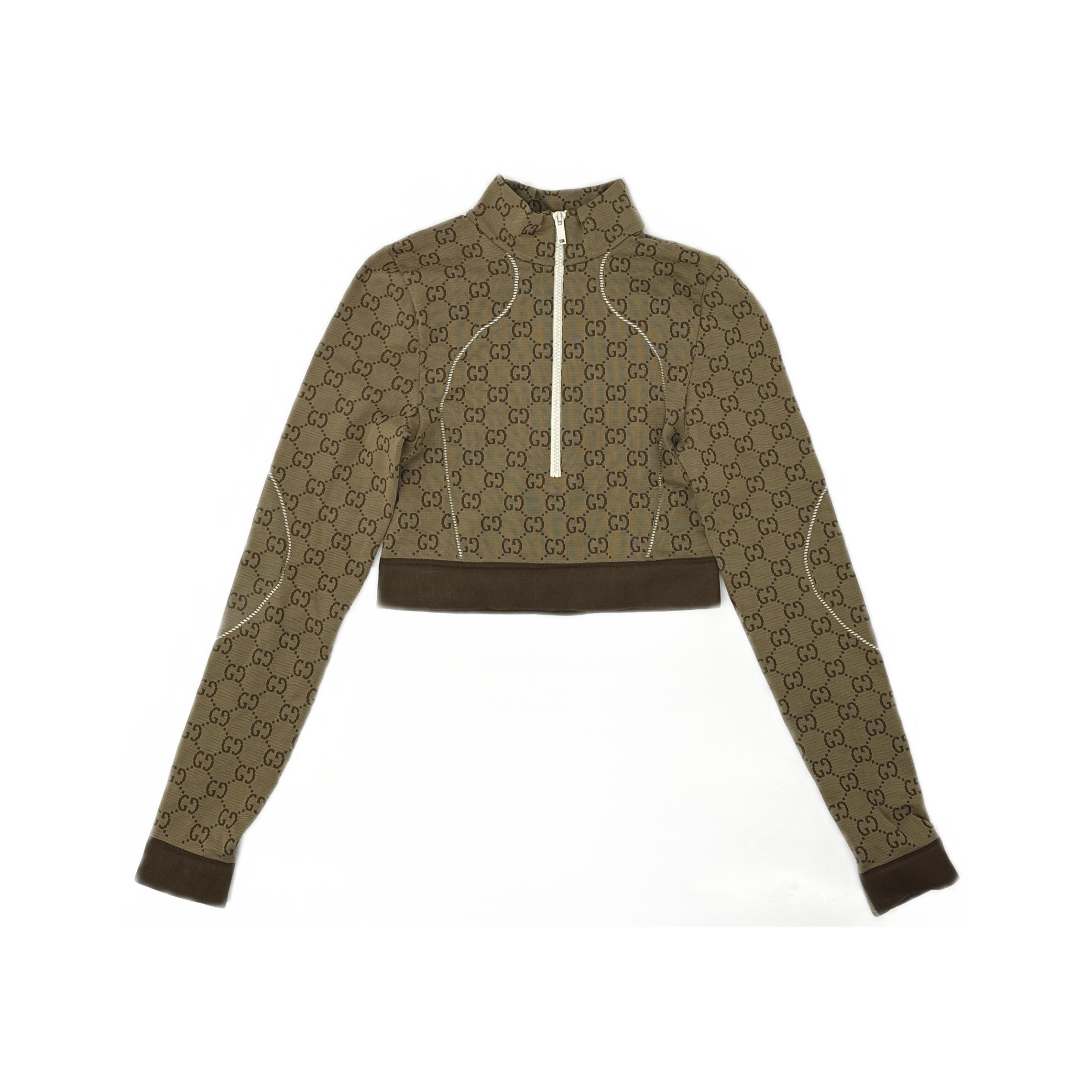 Gucci Gucci GG Jacquard Half-Zip Crop Top Size S Size S / US 4 / IT 40 - 1 Thumbnail