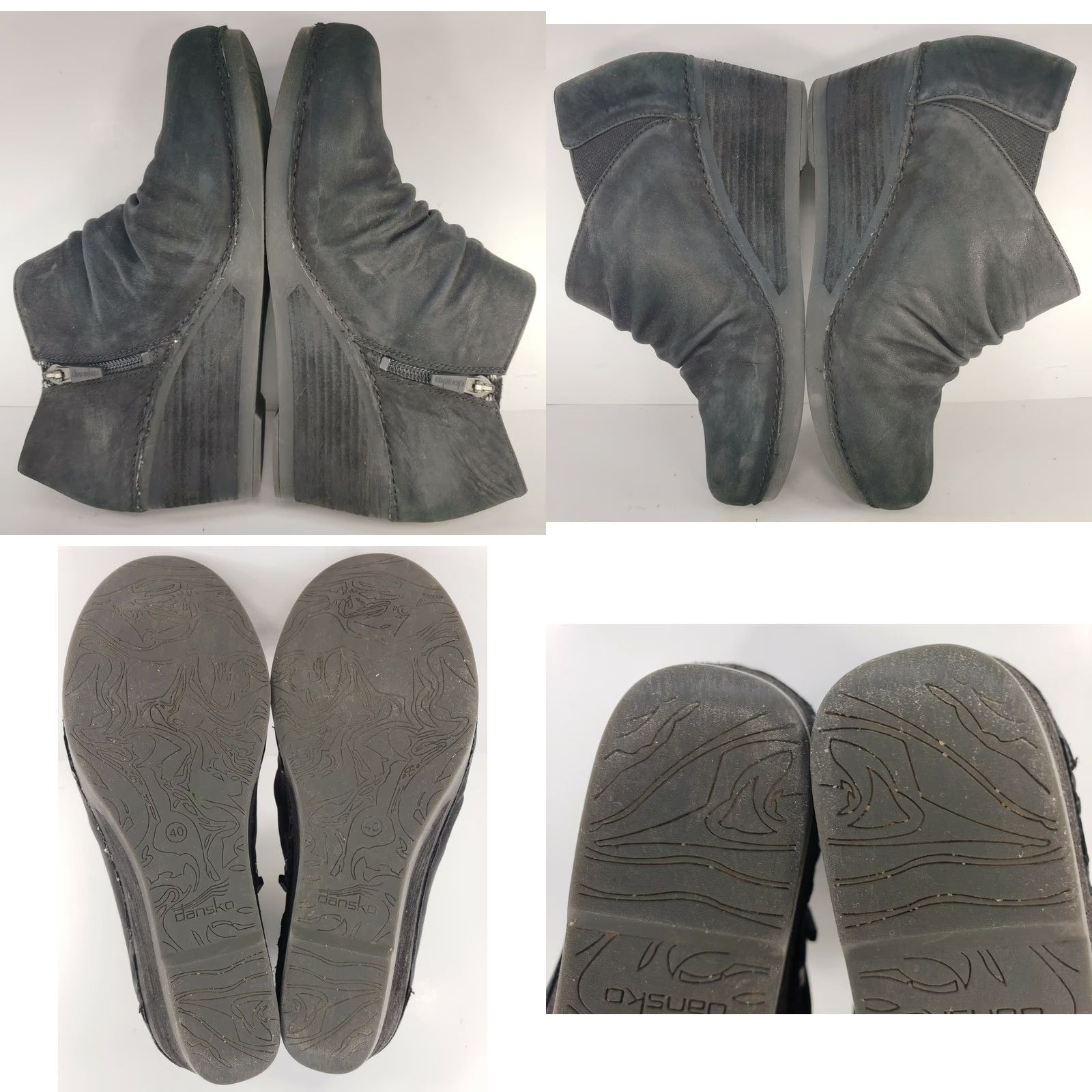 Dansko VINTAGE Dansko Sheena Nubuck Wedge Bootie Side Ankle Zip Women's Size 9M 40EU Black Size US 9 / IT 39 - 8 Thumbnail