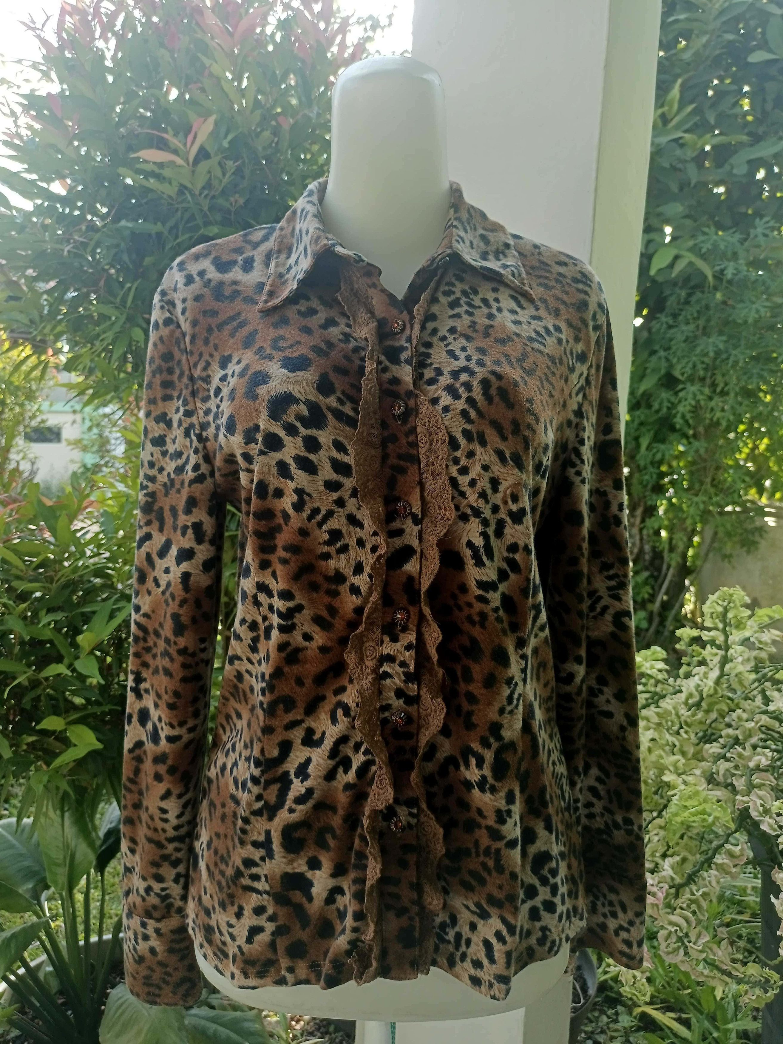 The Unbranded Brand FABIO FERRETTI Leopard Lace Shirt Size M / US 6-8 / IT 42-44 - 19 Thumbnail