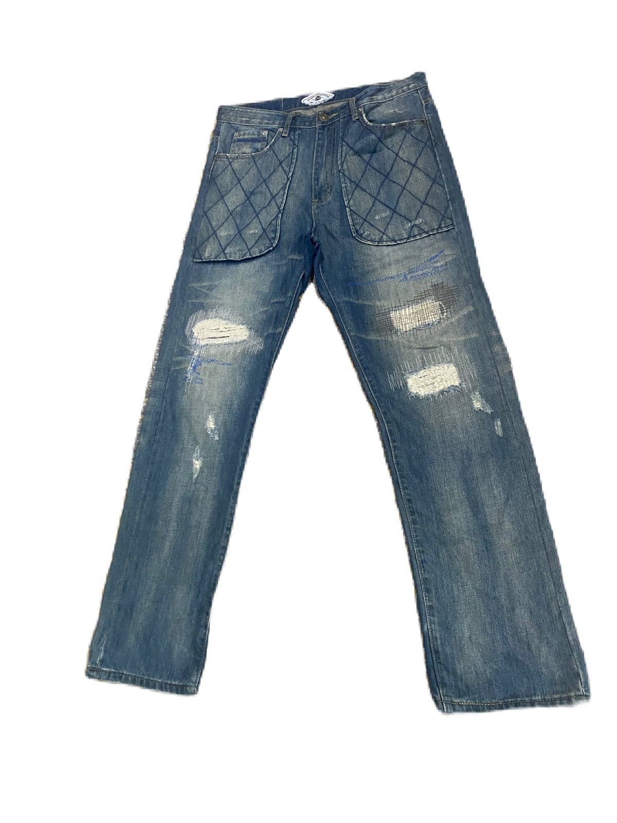 Japanese Brand × Kapital JAPAN BRAND OUTER SPACE RIPPED STYLE DENIM DISTRESS Size US 34 / EU 50 - 5 Thumbnail