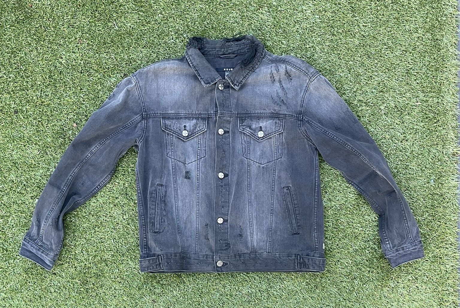 Ksubi Ksubi Oversized Denim Jacket Black Crow Trashed Size Small Size US S / EU 44-46 / 1 - 1 Thumbnail