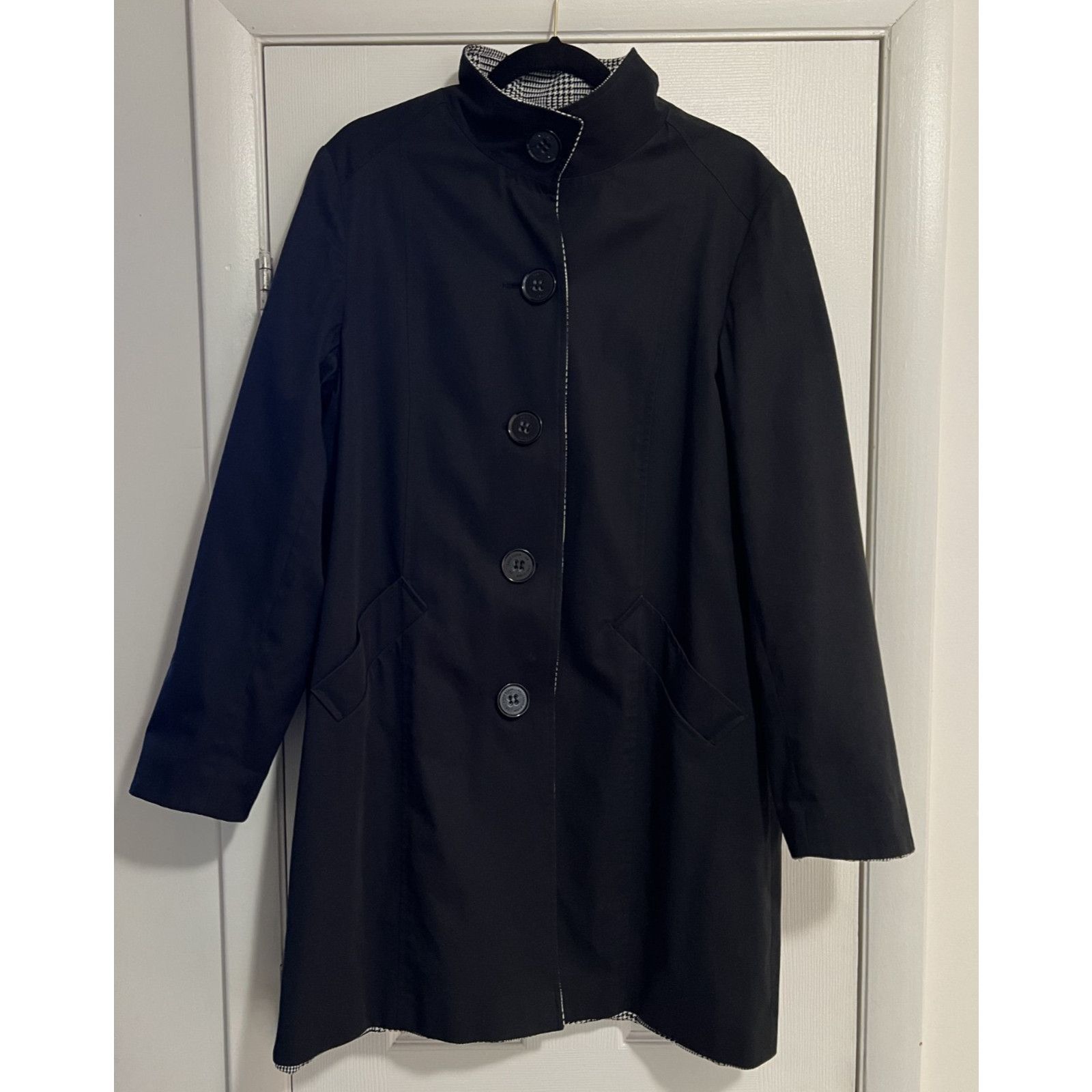 Anne Klein Anne Klein Reversible Plaid Black Trench Coat Womens Large Size L / US 10 / IT 46 - 3 Thumbnail