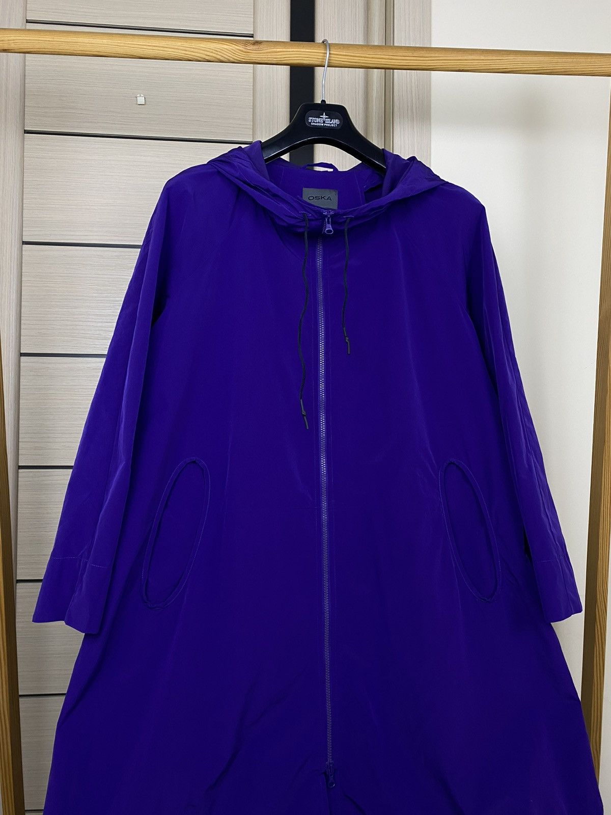 OSKA Oska Minimalist Vibrant Purple Long Coat Hooded Zip Front Size S / US 4 / IT 40 - 3 Thumbnail