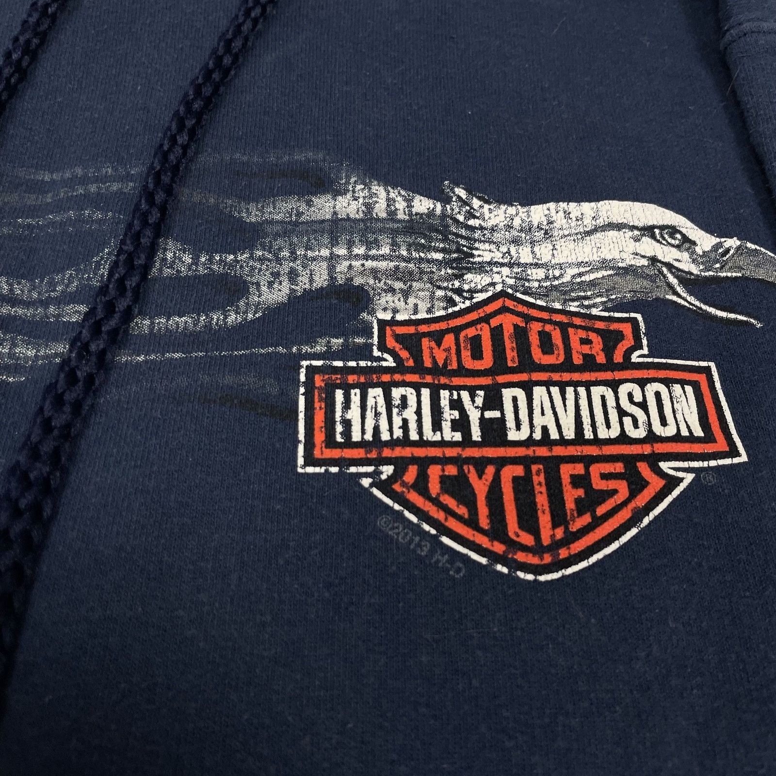 Harley Davidson × Vintage Harley-Davidson Men's Blue Cotton Full Zip Hoodie S (34-36) Size US S / EU 44-46 / 1 - 3 Thumbnail
