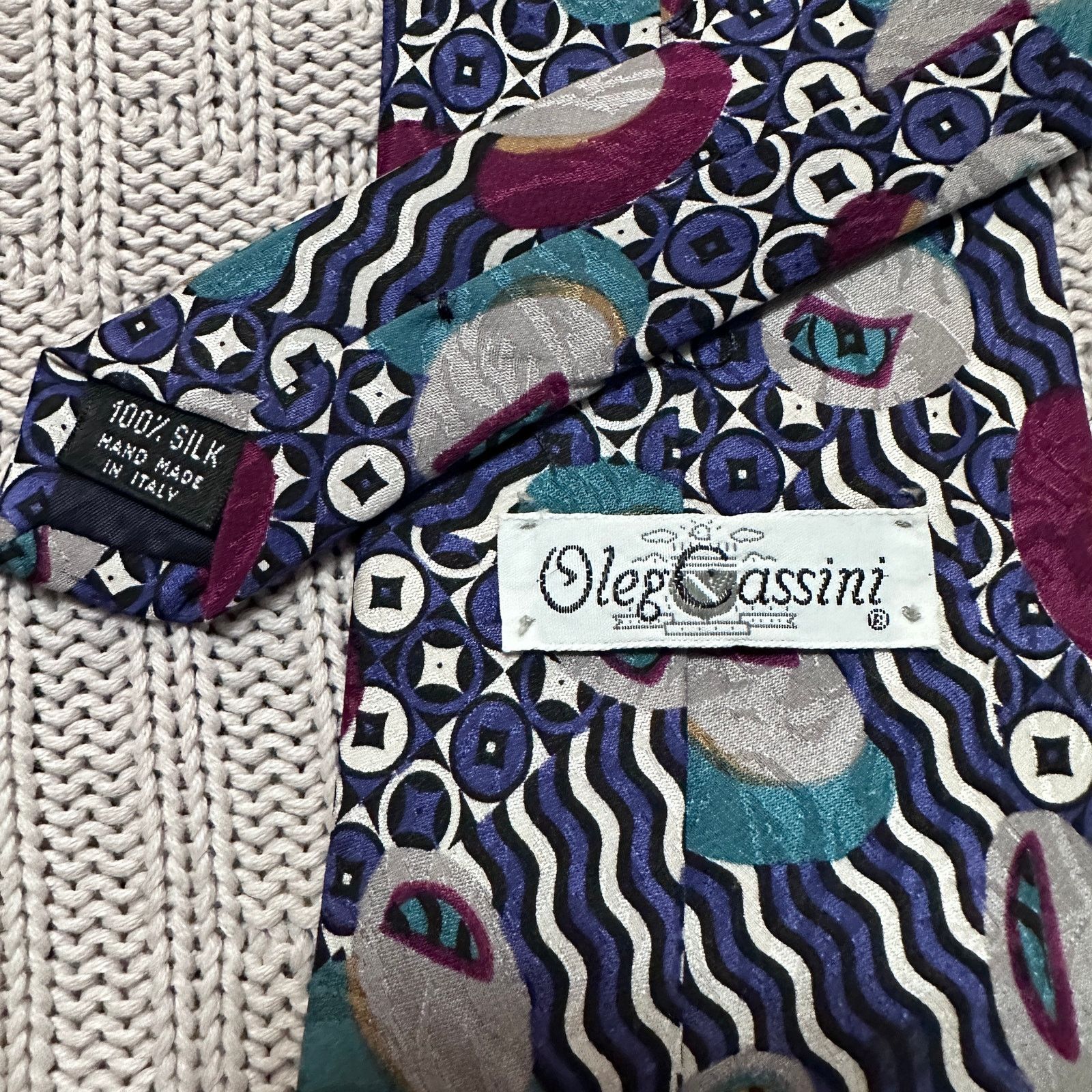 Oleg Cassini Vintage Oleg Cassini 1980s abstract Italian silk tie Size ONE SIZE - 3 Thumbnail