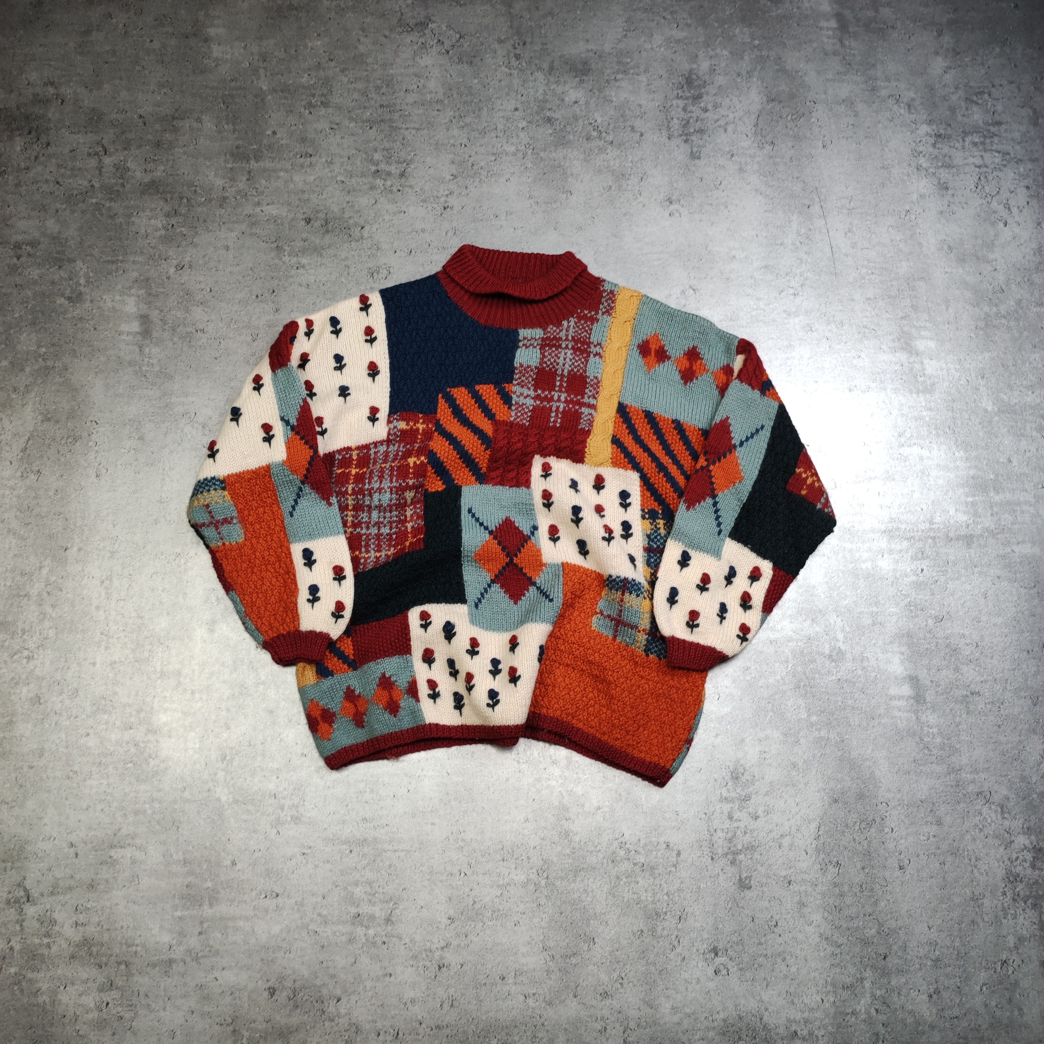 Vintage Vintage RARE 90s Avant Garde Hand Made Wool Knit Sweater Size US M / EU 48-50 / 2 - 1 Thumbnail