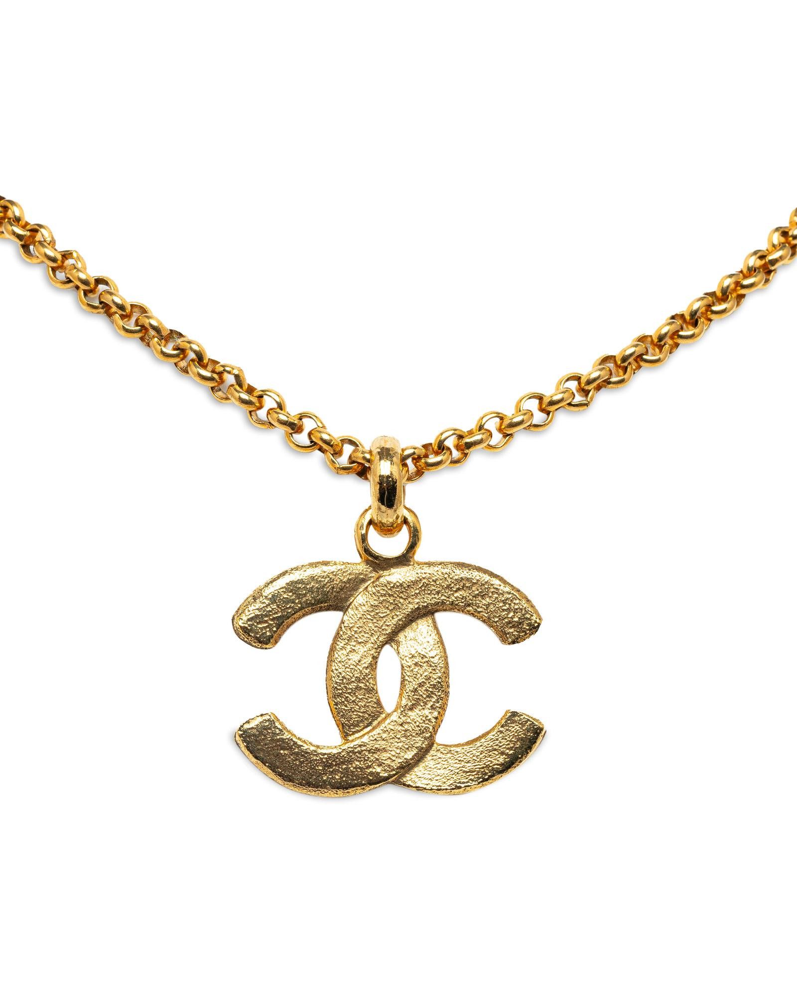 image of Chanel Gold-Tone Cc Pendant Necklace, Women's
