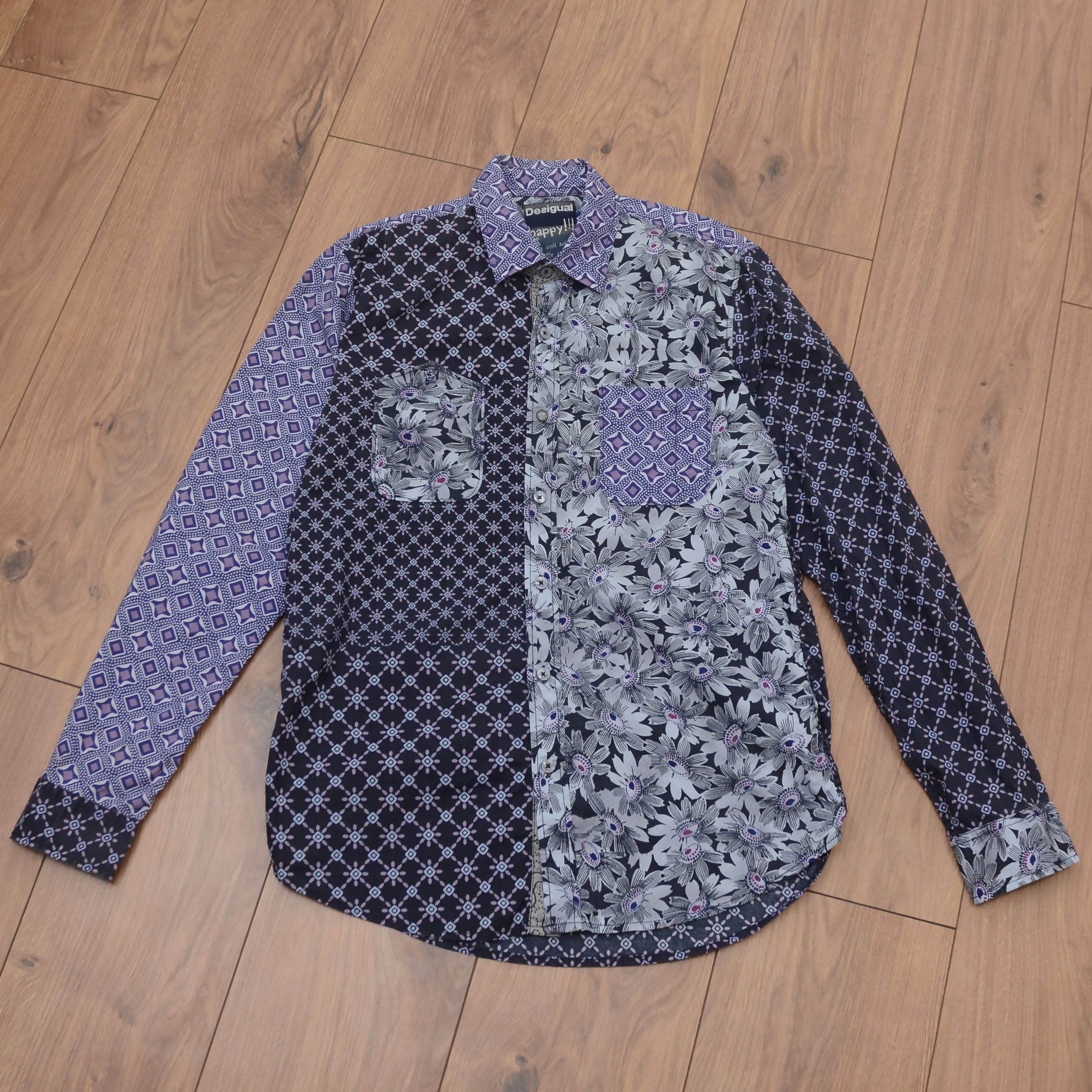 Desigual Desigual Shirt Men Patchwork Shirt Floral Cotton Pocket M Size US S / EU 44-46 / 1 - 5 Thumbnail