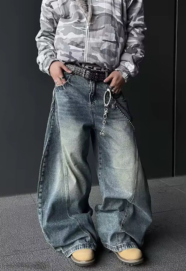 Japanese Brand Vintage Blue Wide Leg Denim Size US 28 / EU 44 - 2 Thumbnail