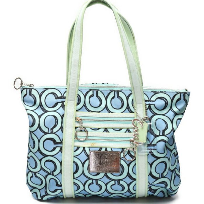 Coach COACH Poppy Canvas 3D Op Art Gram 14983 Coach Blue Tote Bag Grailed