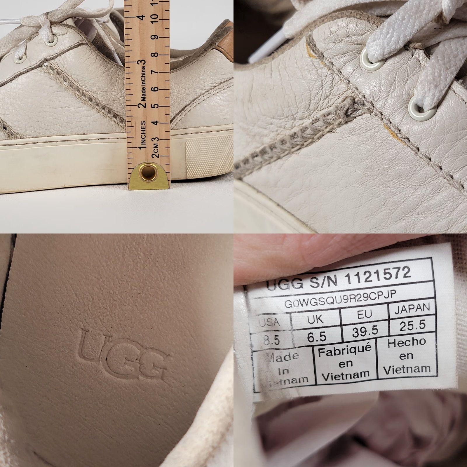 Ugg UGG Sneakers White Leather Dinale Casual Flat Lace Up Round Toe Women 8.5 M Europe 39.5 Casual Shoes Women's Shoes Size US 9 / IT 39 - 8 Thumbnail
