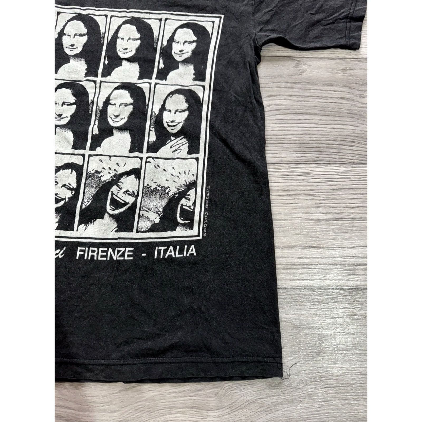 Vintage Mona Lisa Laughing Funny 12 Faces Leonardo Da Vinci Black T-Shirt Size M Size US M / EU 48-50 / 2 - 4 Thumbnail