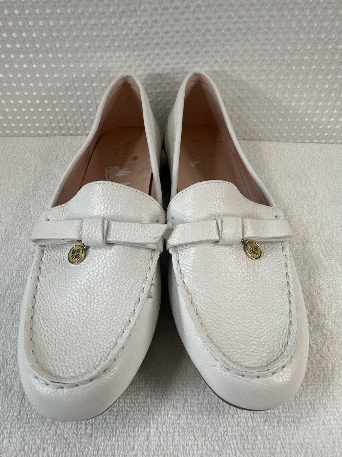 Kate Spade Kate Spade Desi White Leather Bow Loafers Size US 10 / IT 40 - 3 Thumbnail