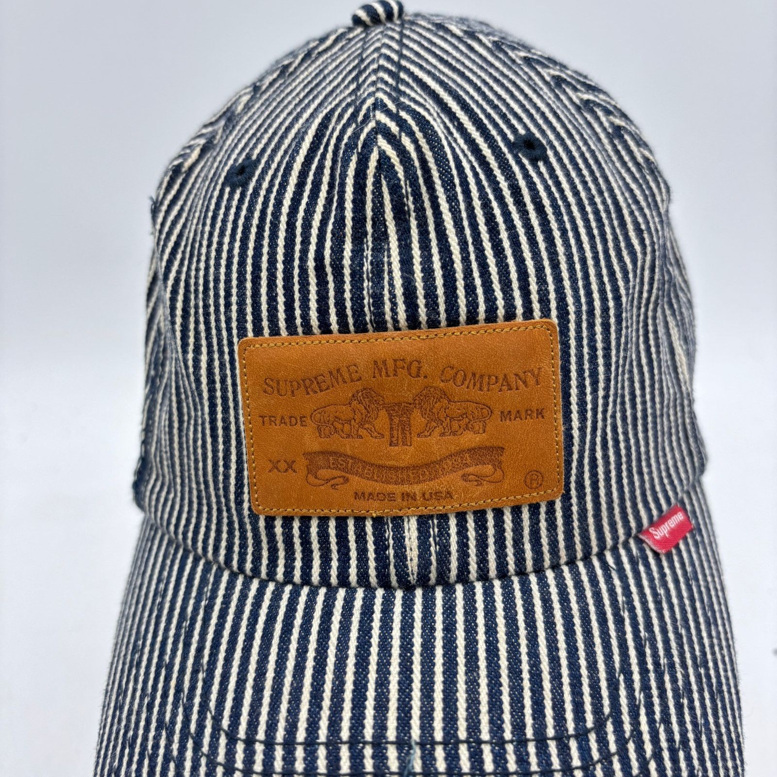 Supreme Supreme FW09 Striped Denim Levi's MFG Patch Hat Snapback Size ONE SIZE - 7 Thumbnail