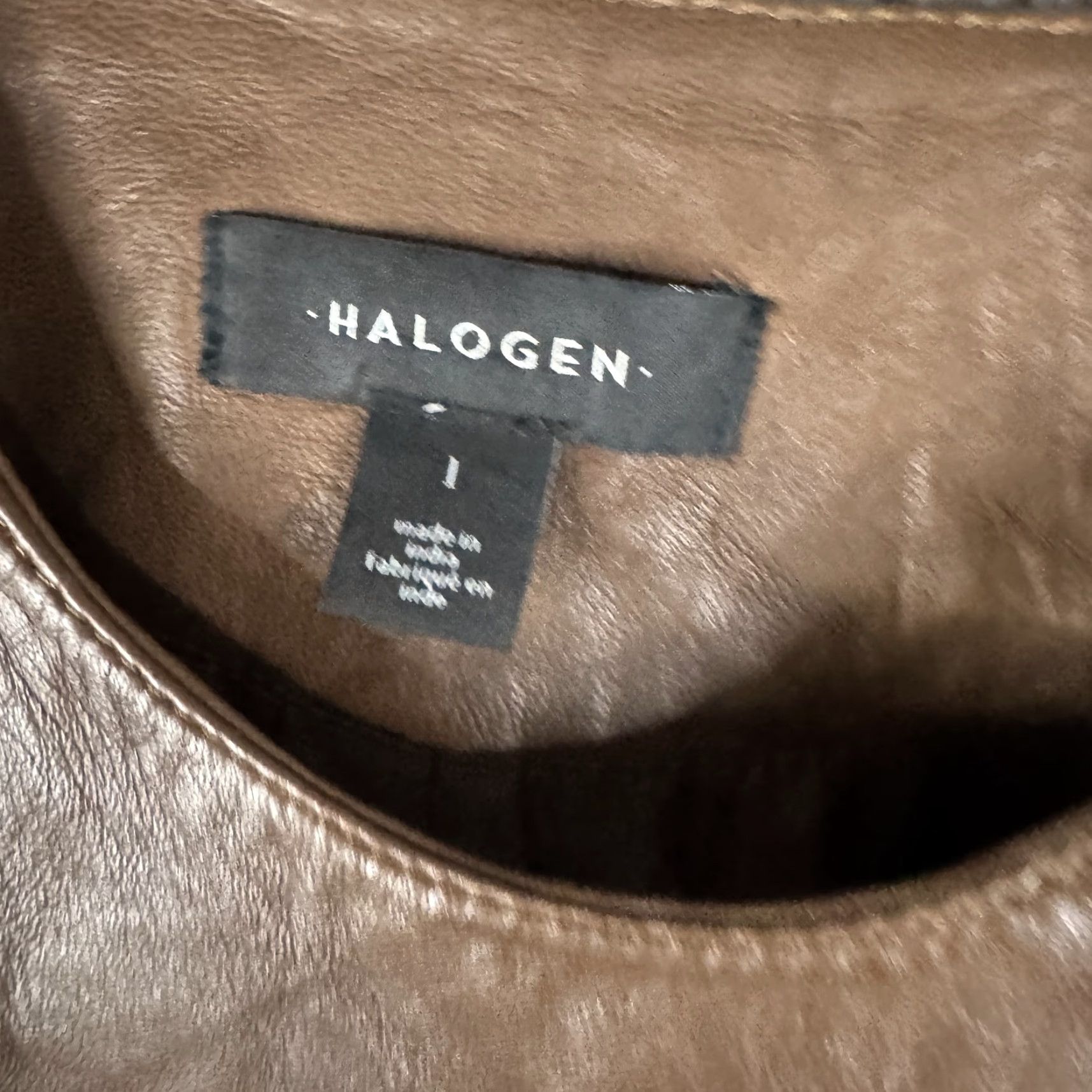 Vintage Halogen Leather Jacket Womens L Brown Moto Asymmetrical Zip Pockets Lined Jacket Size L / US 10 / IT 46 - 7 Thumbnail