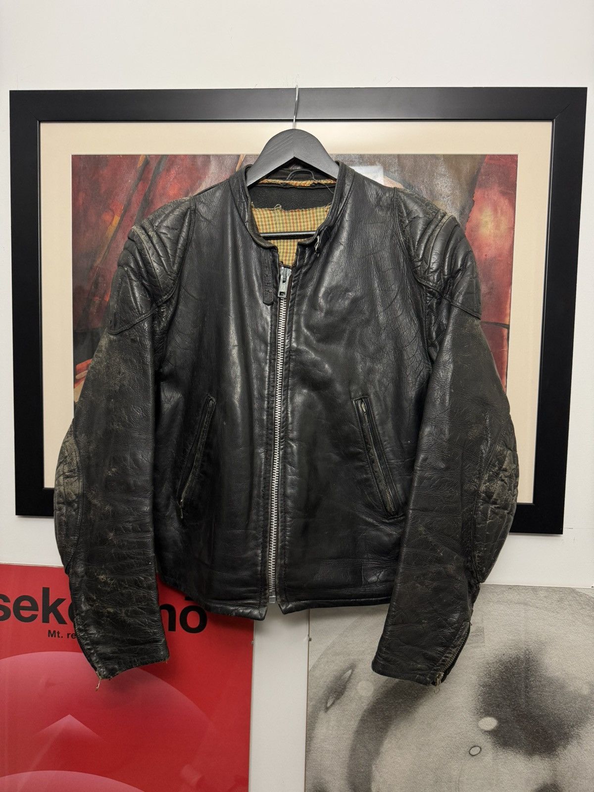 Vintage 80s Distressed Genuine Leather Biker Vintage Jacket Racingl Size US L / EU 52-54 / 3 - 1 Thumbnail