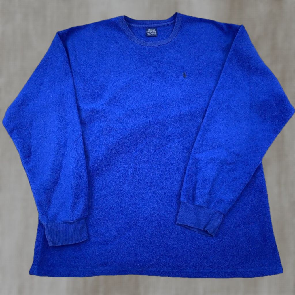 Polo Ralph Lauren Vintage Polo Ralph Lauren Sweatshirt Men XL Blue Fleece Crew Neck Sweater Y2K Size US XL / EU 56 / 4 - 1 Thumbnail