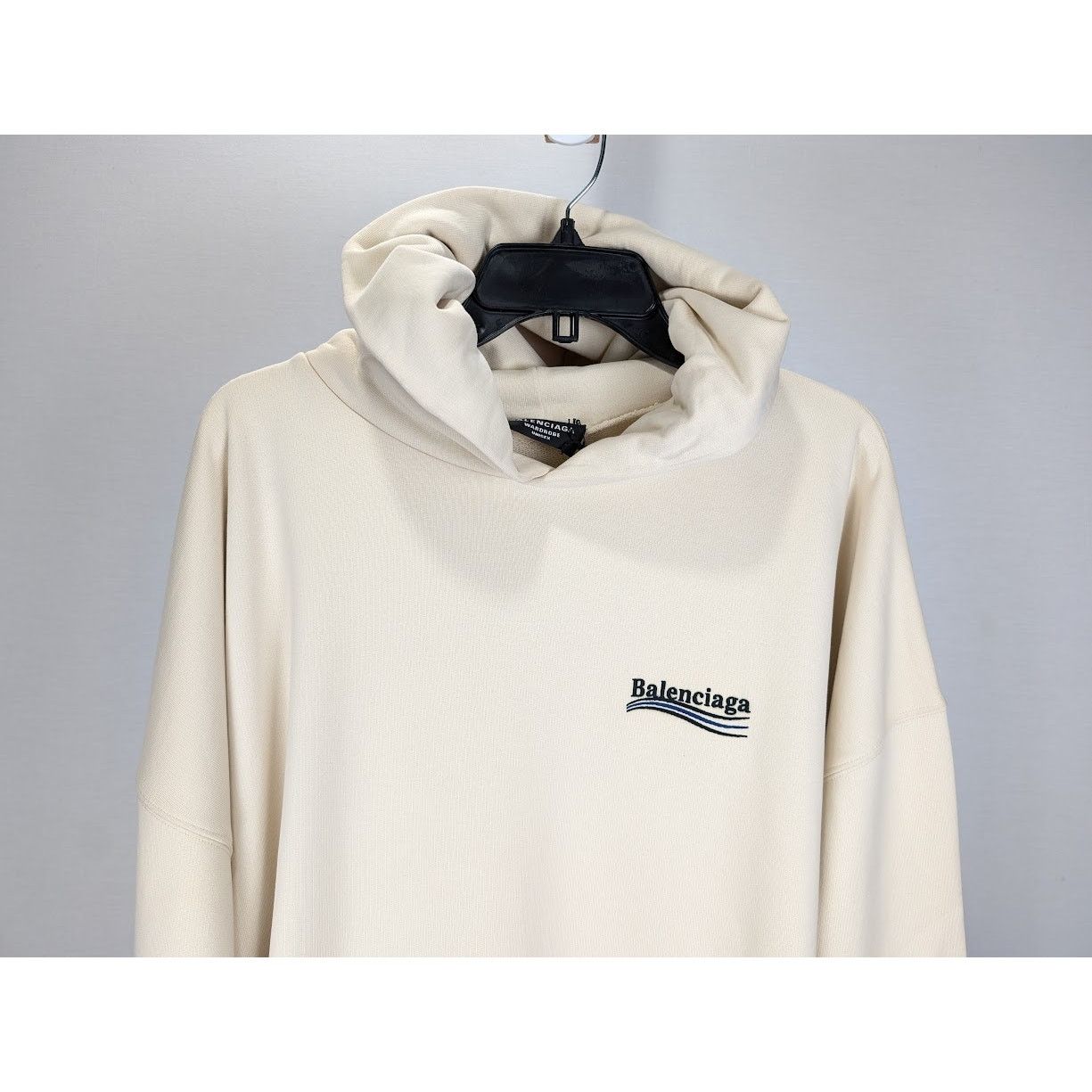Balenciaga o1rshd1 Hoodie Embroider Pol Bouclette in Cream/Black/Blue Size US S / EU 44-46 / 1 - 5 Thumbnail