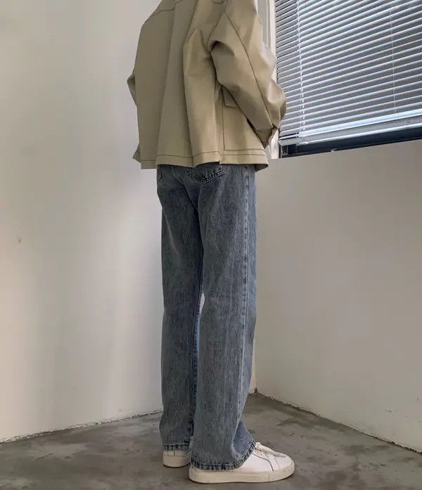 Designer Vintage washed loose straight versatile flared jeans Size US 32 / EU 48 - 4 Thumbnail