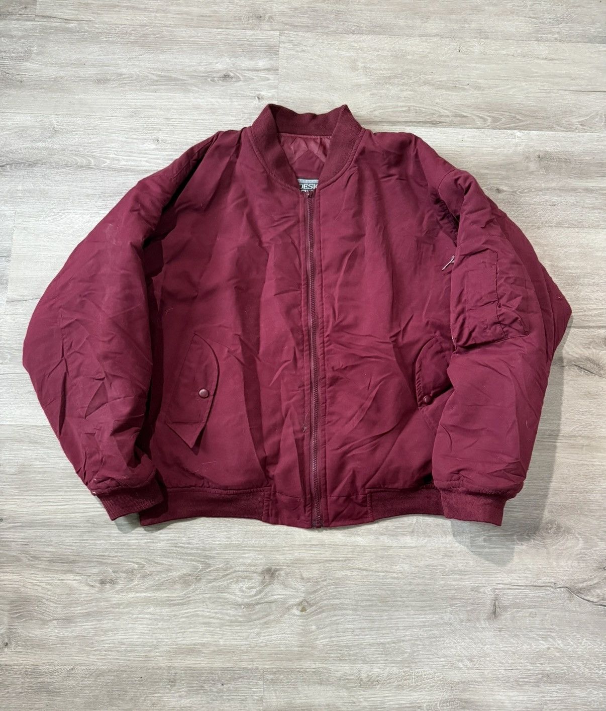 Vintage 90s Burgundy Design Crew bomber jacket Size US L / EU 52-54 / 3 - 1 Thumbnail