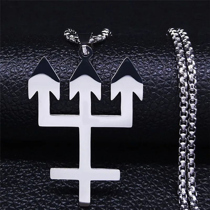 Jewelry Trident Inverted Cross Pendant Charms Necklace Emblem Size ONE SIZE - 2 Thumbnail