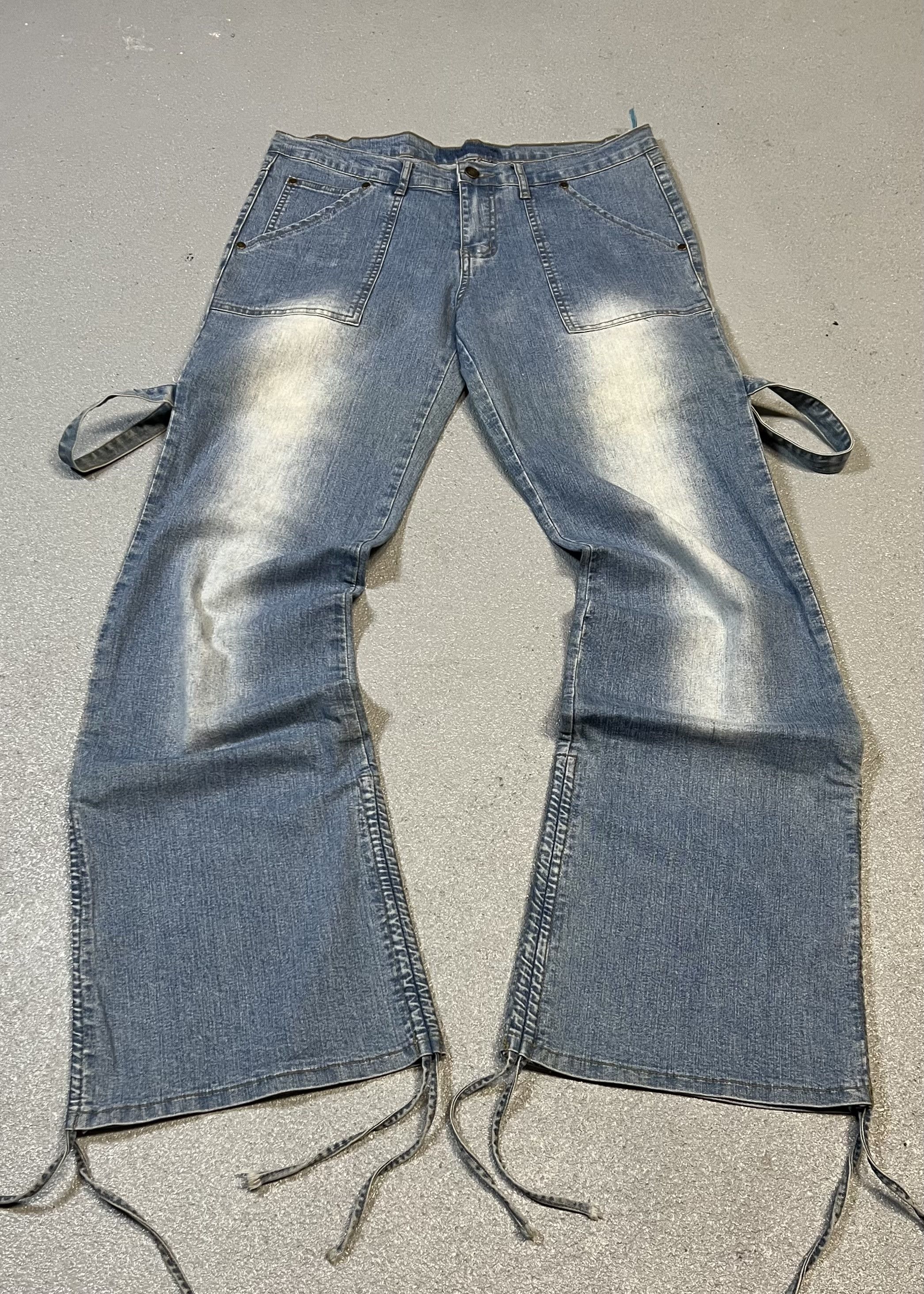 Japanese Brand × Number (N)ine × Tornado Mart Y2K flare bell-bottom bondage jeans. Size US 33 - 2 Thumbnail