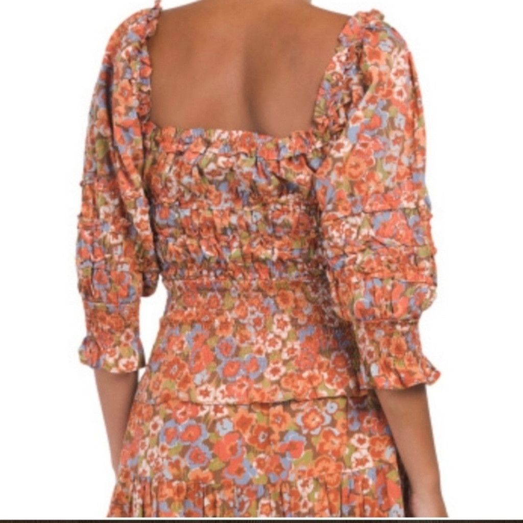 House of Harlow NWT House of Harlow 1960 floral smocked orange top sz M Size M / US 6-8 / IT 42-44 - 2 Thumbnail