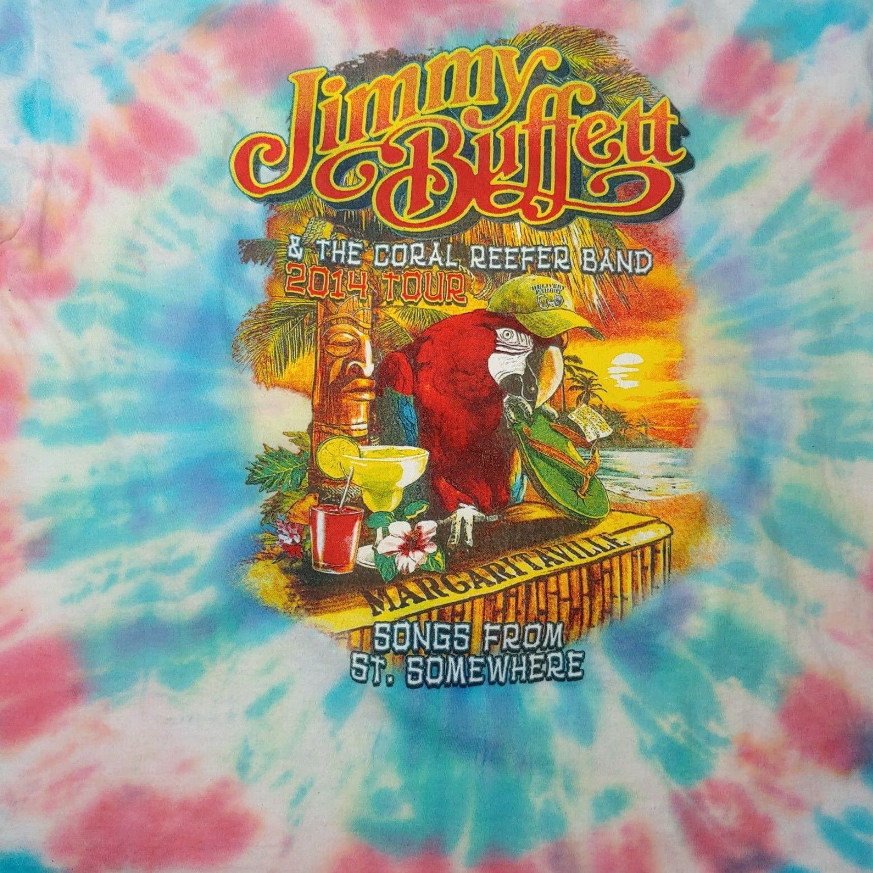 Vintage VINTAGE Jimmy Buffett Shirt XL Coral Reefer Band 2014 Tour Tie Dye Parrotthead Music Shirt Men T-Shirt Graphic Print Double-Sided Beach Band Size US XL / EU 56 / 4 - 3 Thumbnail