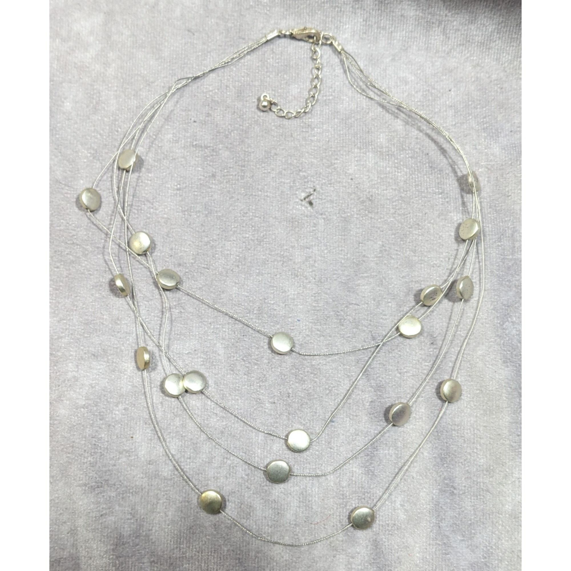 Other Metallic Disc Silver Tone Floating Multilayer Necklace Size ONE SIZE - 6 Thumbnail