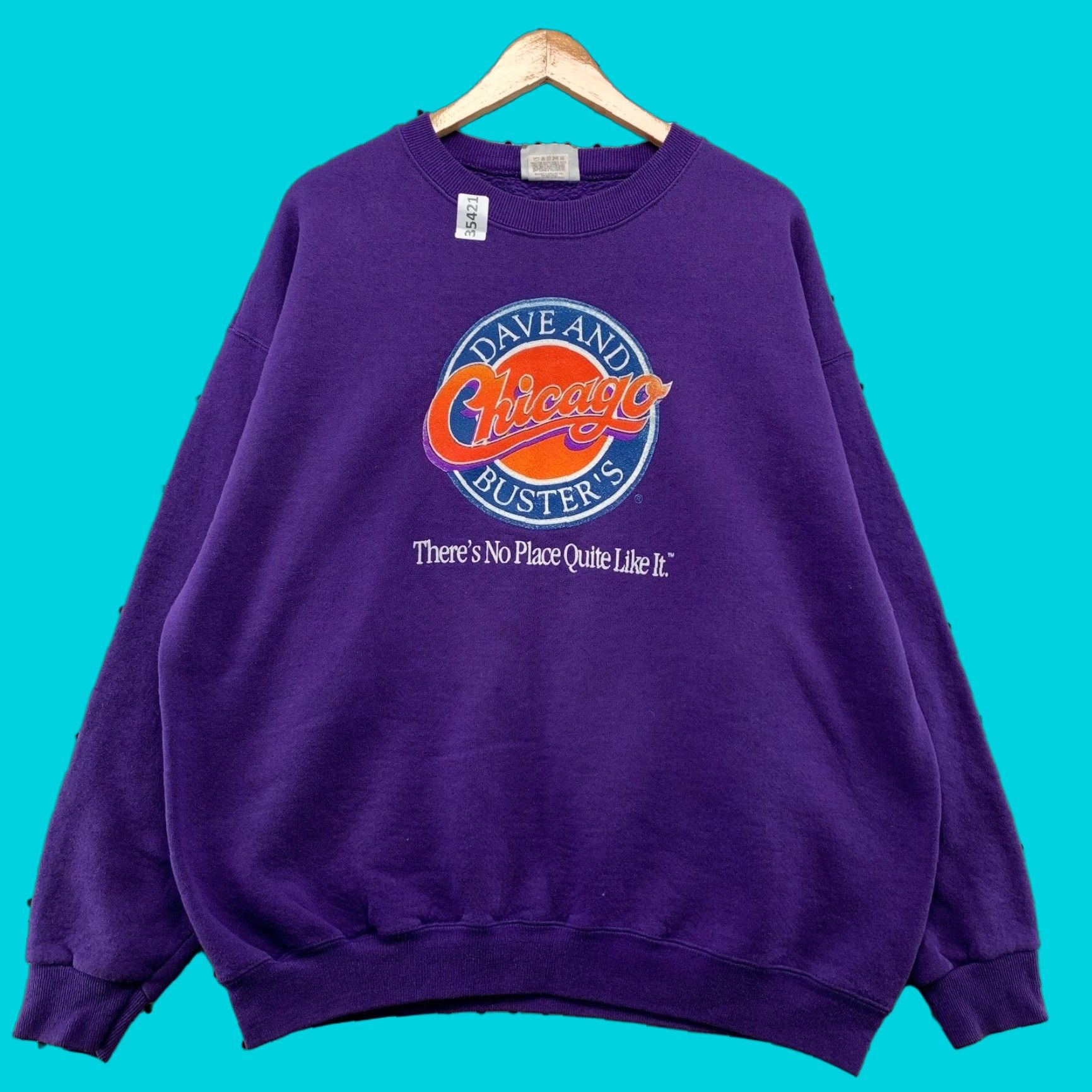Lee VINTAGE Lee Crewneck Sweatshirt Mens XL Purple 90s USA Dave & Busters Chicago Pullover Size US XL / EU 56 / 4 - 1 Thumbnail