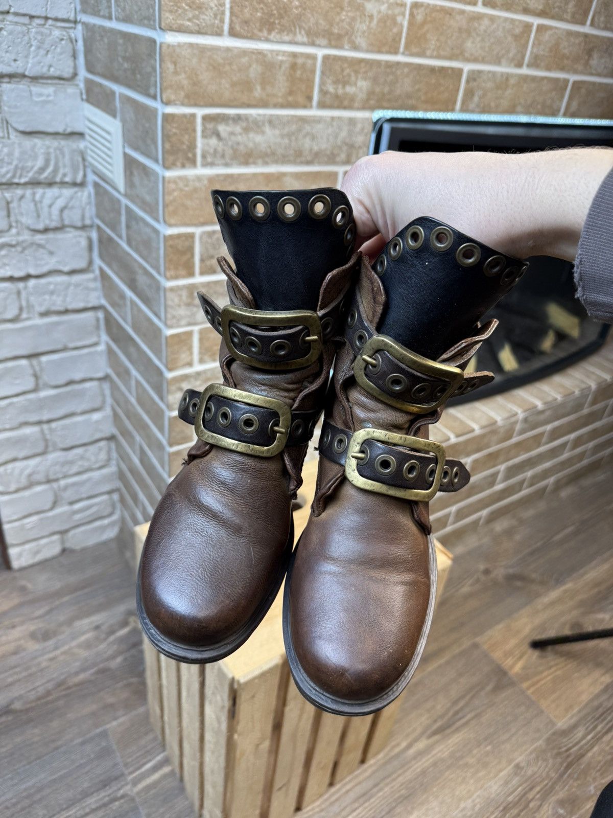 A.S.98 A.S.98 Airstep Brown Leather Biker Boots Size US 6 / IT 36 - 5 Thumbnail
