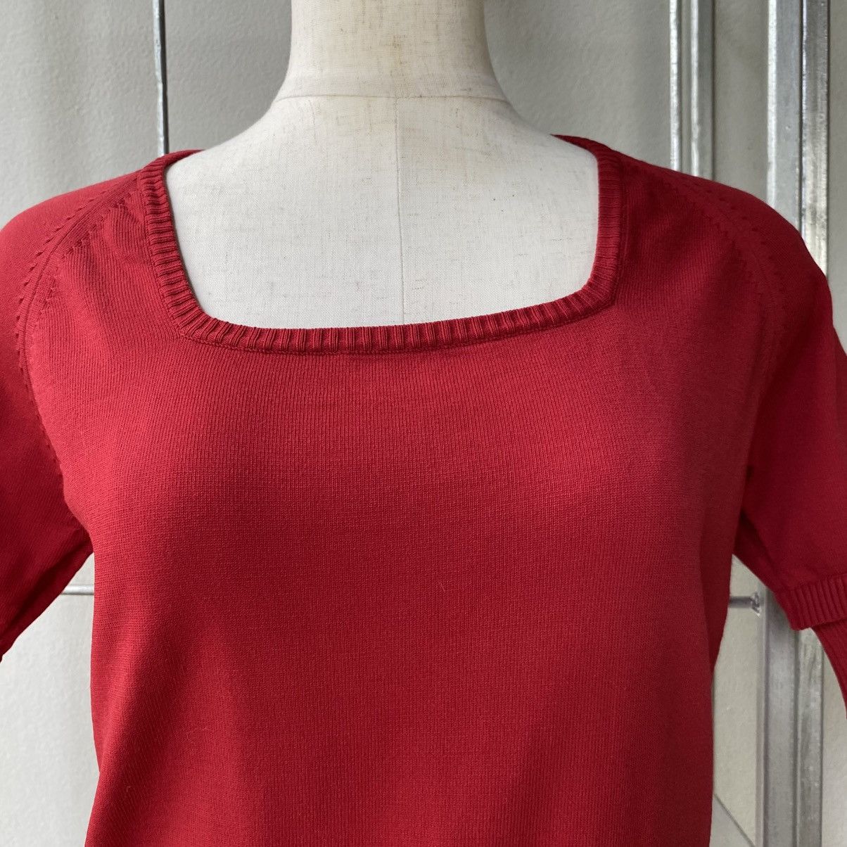 Miu Miu Miu Miu Red Square-Neck Short Sleeve Knit Top Size S / US 4 / IT 40 - 23 Thumbnail