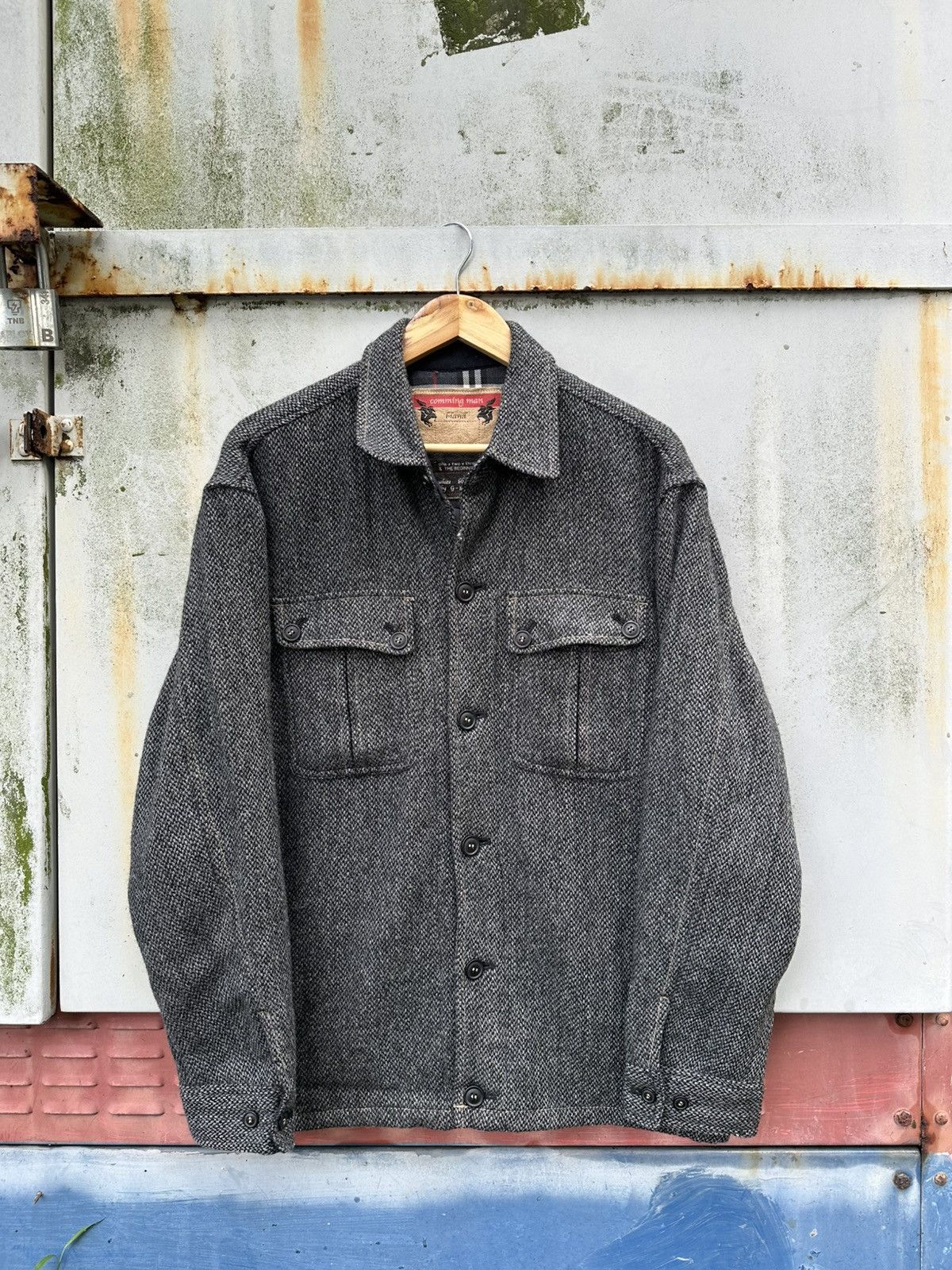 Japanese Brand 👹Coming Man Button Down Wool Jacket Size US L / EU 52-54 / 3 - 2 Thumbnail
