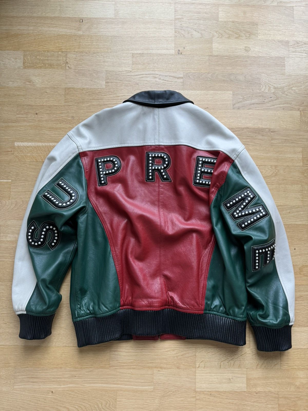 Supreme Supreme Studded Arc Logo Leather Jacket Black | Grailed