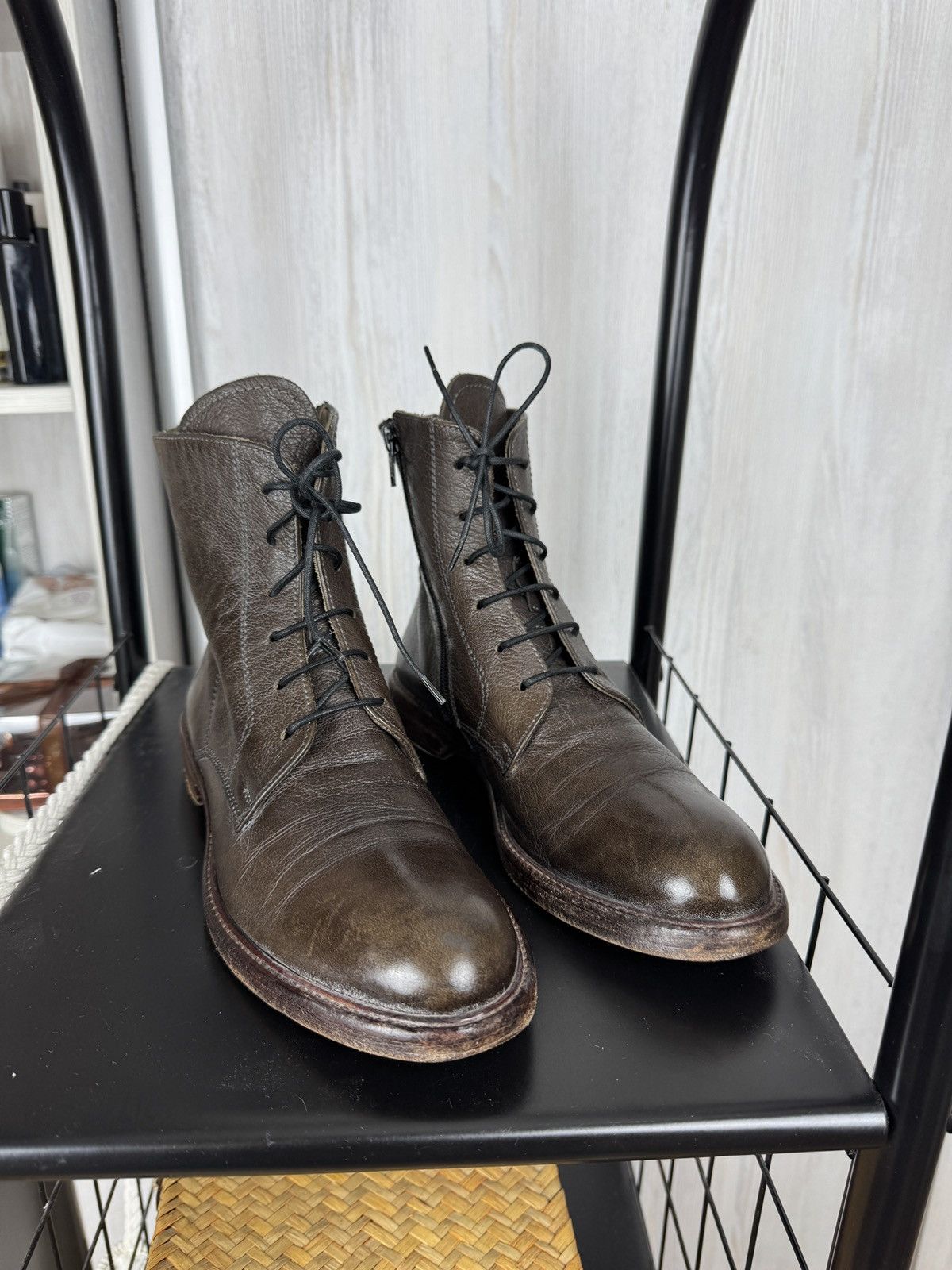 MoMA Moma Leather Laces Zipper Brown Ankle Boot Size US8 EU38 Size US 8 / IT 38 - 2 Thumbnail