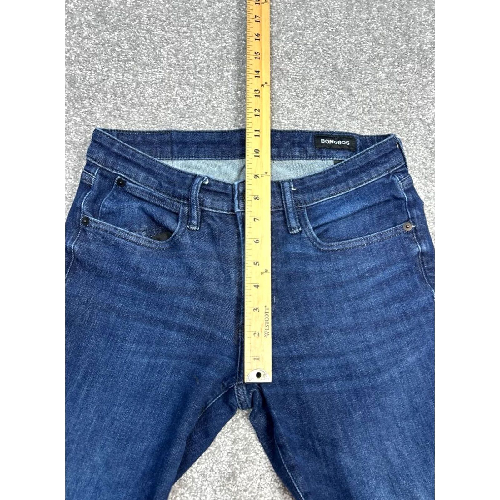 Bonobos Bonobos Jeans Mens 29 Blue Denim Cotton Stretch Low Rise Slim Tapered Leg 28x26 Size US 29 - 4 Thumbnail