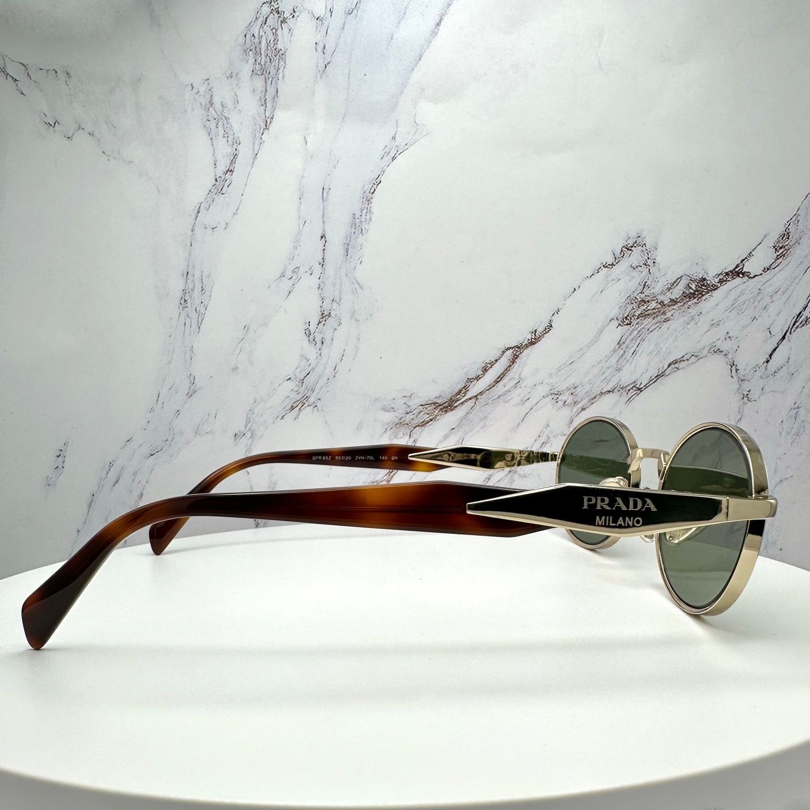 Prada NEW PRADA Sunglasses Gold Metal Oval PR65ZS Green Lens Size ONE SIZE - 8 Thumbnail