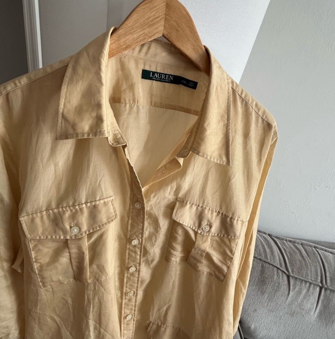 Lauren Ralph Lauren Lauren Ralph Cotton Silk Beige XXL Shirt Size XXL / US 16-18 / IT 52-54 - 6 Thumbnail