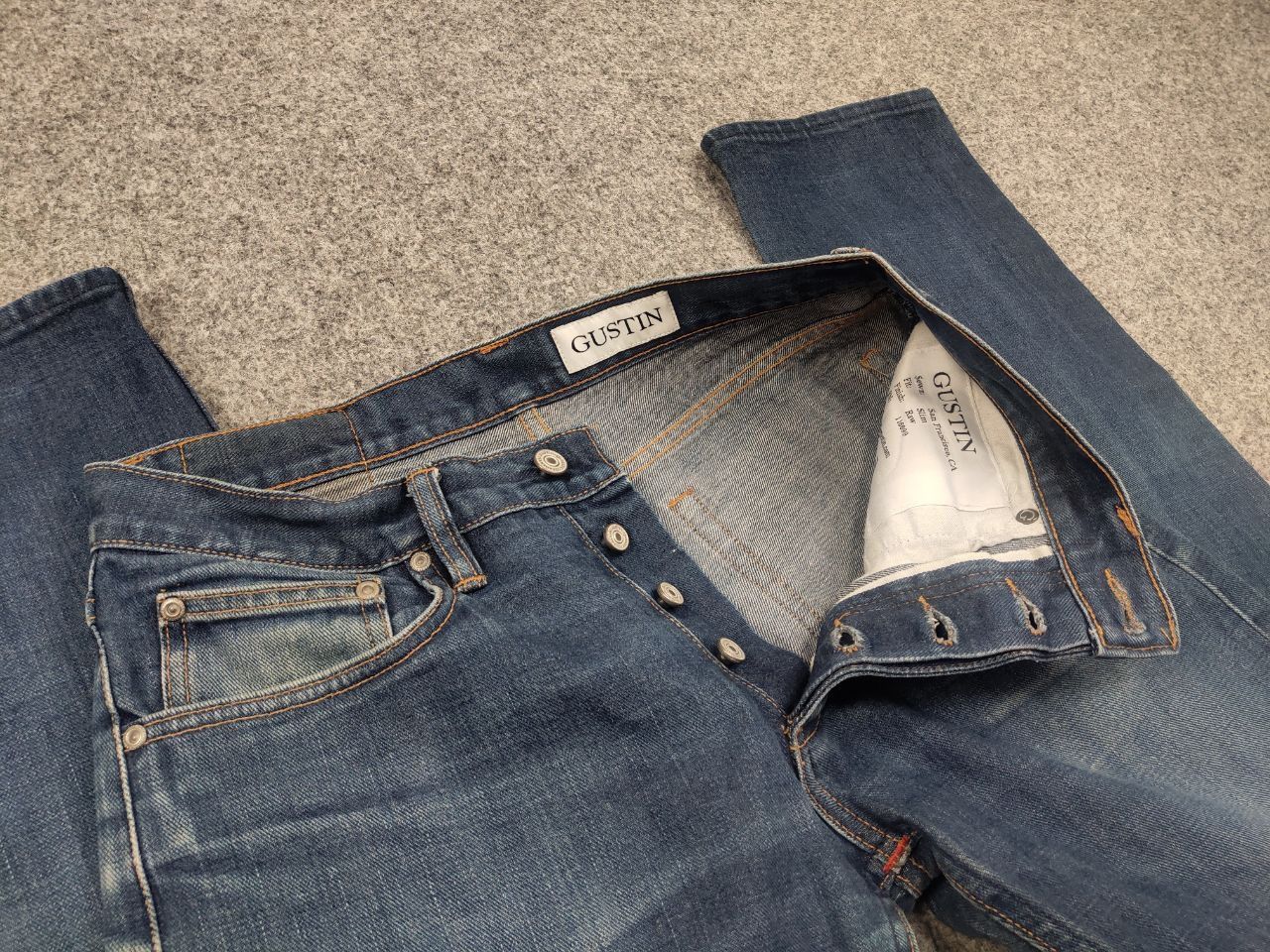 Gustin Gustin Selvedge Raw Blue Faded denim Slim Fit Jeans Size US 32 / EU 48 - 13 Thumbnail