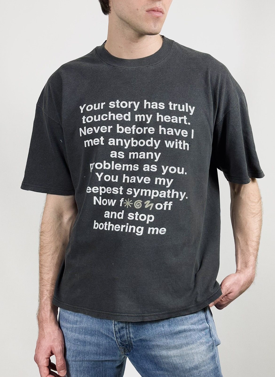 Vintage Vintage 90s Fuck Off Poem Faded T-Shirt Tee Size US XL / EU 56 / 4 - 1 Thumbnail