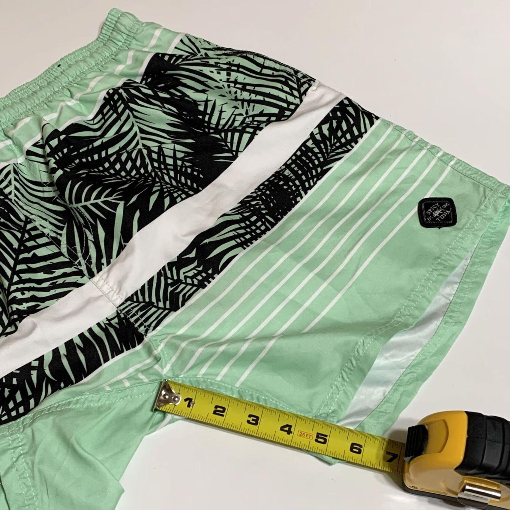Vintage Spicy Tuna Swim Trunks Mens XL Above-the-Knee Green Palm Tree Netted Board Shorts Size US 36 / EU 52 - 5 Thumbnail