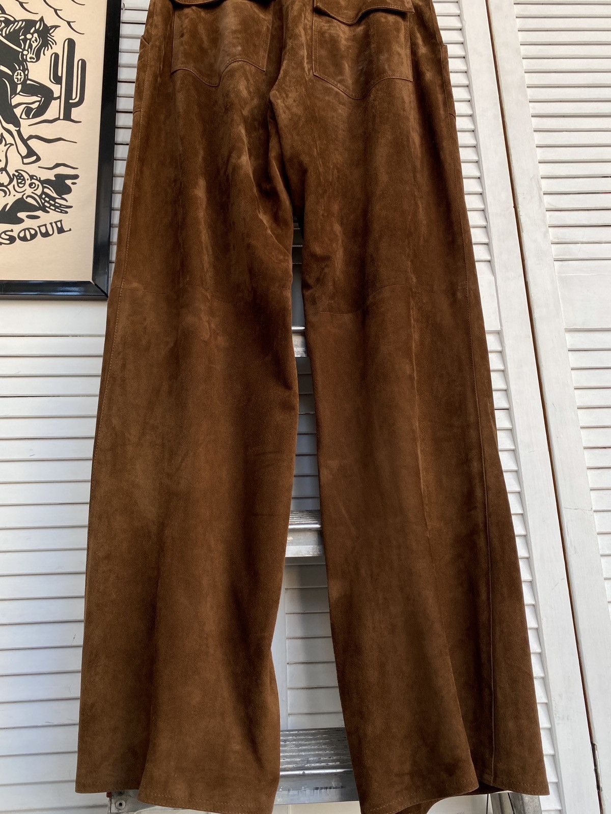 Designer × Vintage Vintage Sprung Freres Luxury Suede Leather Wide Leg Pants Size 27" / US 4 / IT 40 - 15 Thumbnail