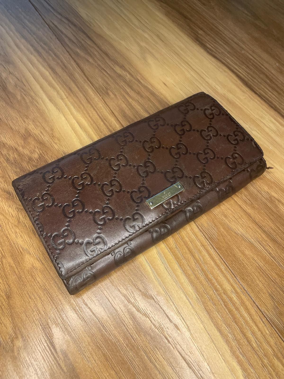 Gucci Long Wallet Purse Guccissima Brown