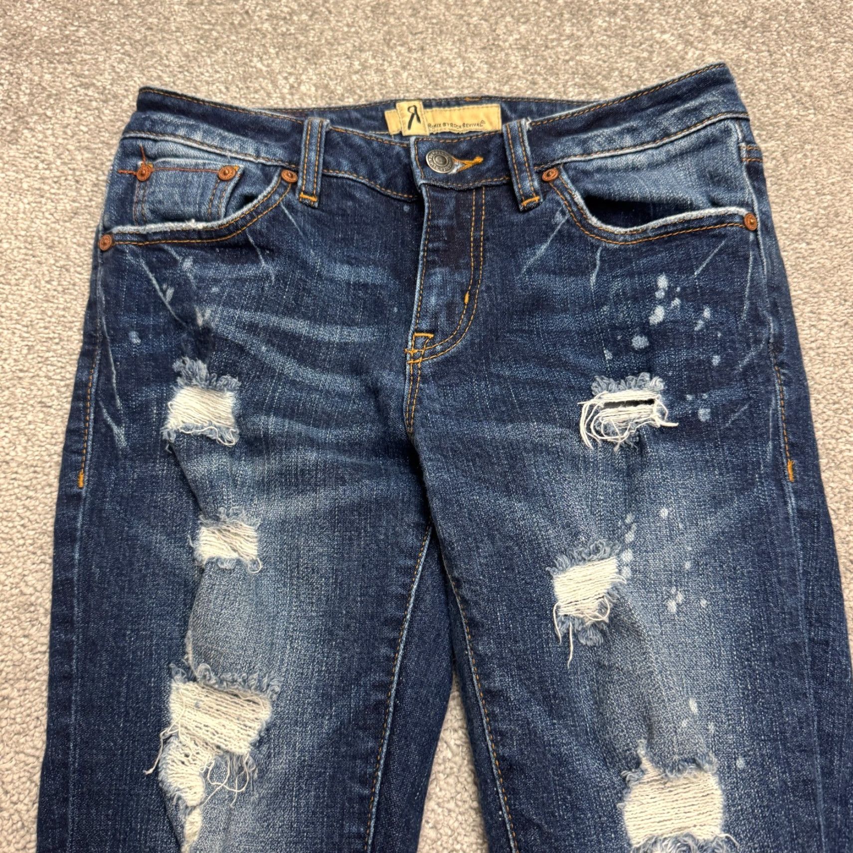 Vintage Rock Revival Womens Distressed Ankle Jeans 26x29 Blue Dark Wash Regular Fit Streetwear Size 26" / US 2 / IT 38 - 4 Thumbnail