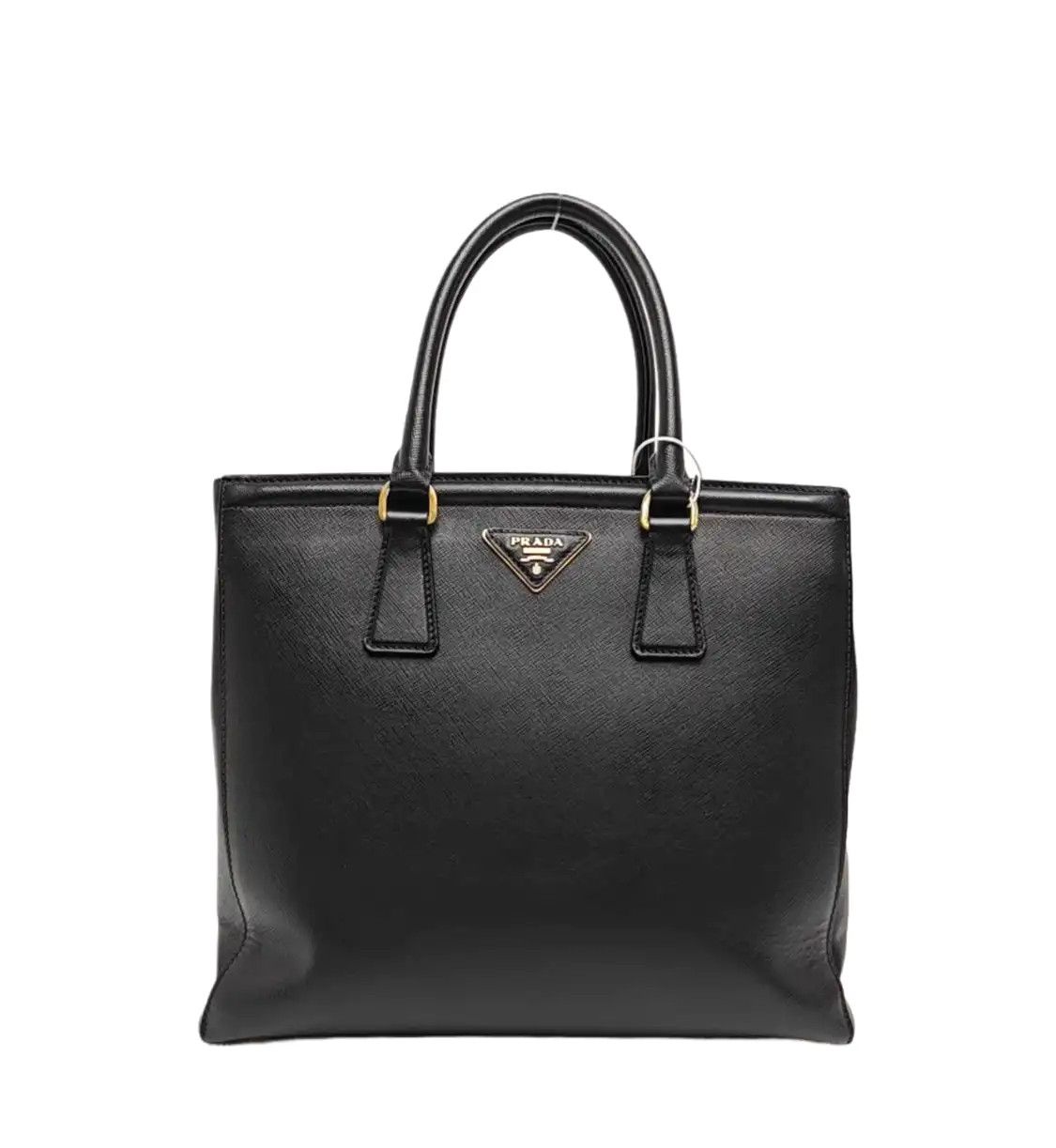 Prada PRADA Galleria black cowhide leather logo cross pattern handbag gold hardware Size ONE SIZE - 1 Thumbnail
