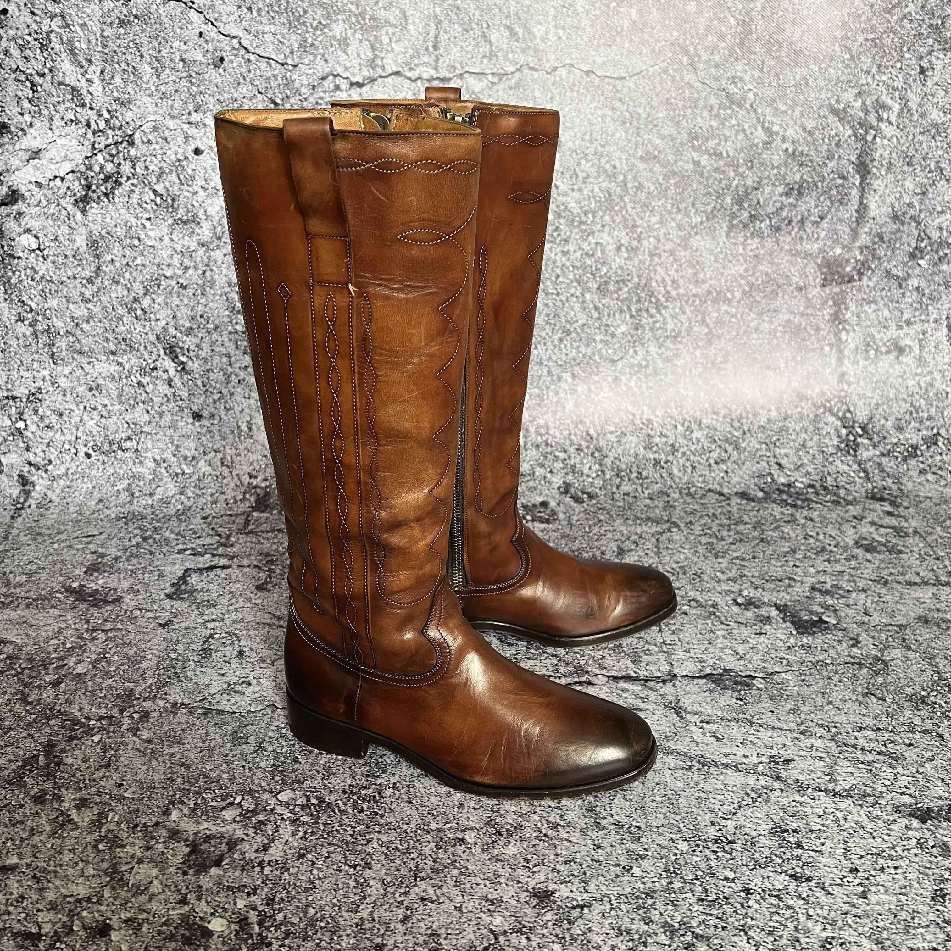Max Verre Neapolis Cowboy Boots Leather Italy Size 7